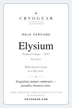 Cryogear scent card — Elysium Parfum Cologne (front)