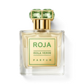 CRYOGEAR Roja Parfums Isola Verde perfume bottle with a gold label and green crystal cap on a white background