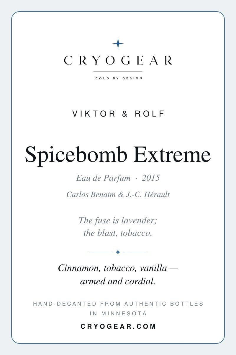 Cryogear scent card — Spicebomb Extreme (front)