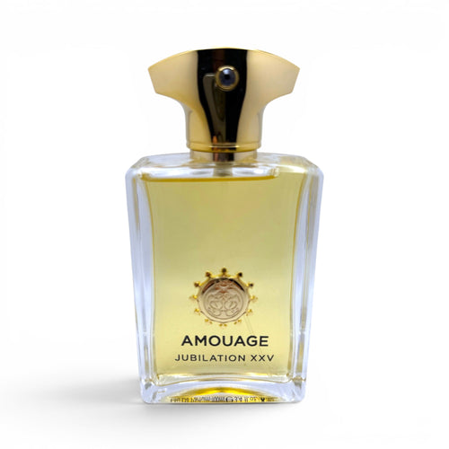 Amouage Jubilation XXV Man source bottle — clear flacon with gold cap
