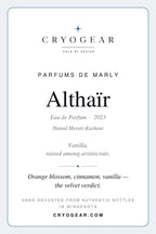 Cryogear scent card — Althaïr (front)