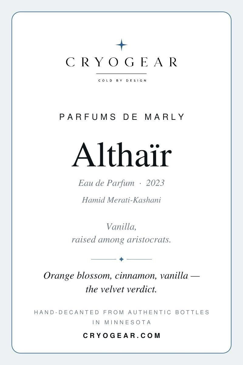Cryogear scent card — Althaïr (front)
