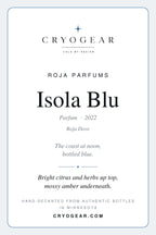 CryoGear scent card — Isola Blu, front