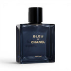 CRYOGEAR Bleu de Chanel Parfum in a dark blue glass bottle with gold lettering on a white background.
