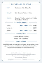 CRYOGEAR scent card for BDK Parfums Gris Charnel Extrait — back: notes, performance, character