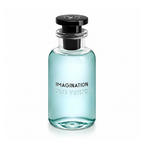 CRYOGEAR Louis Vuitton Imagination fragrance in a clear glass bottle with light blue perfume and black cap.