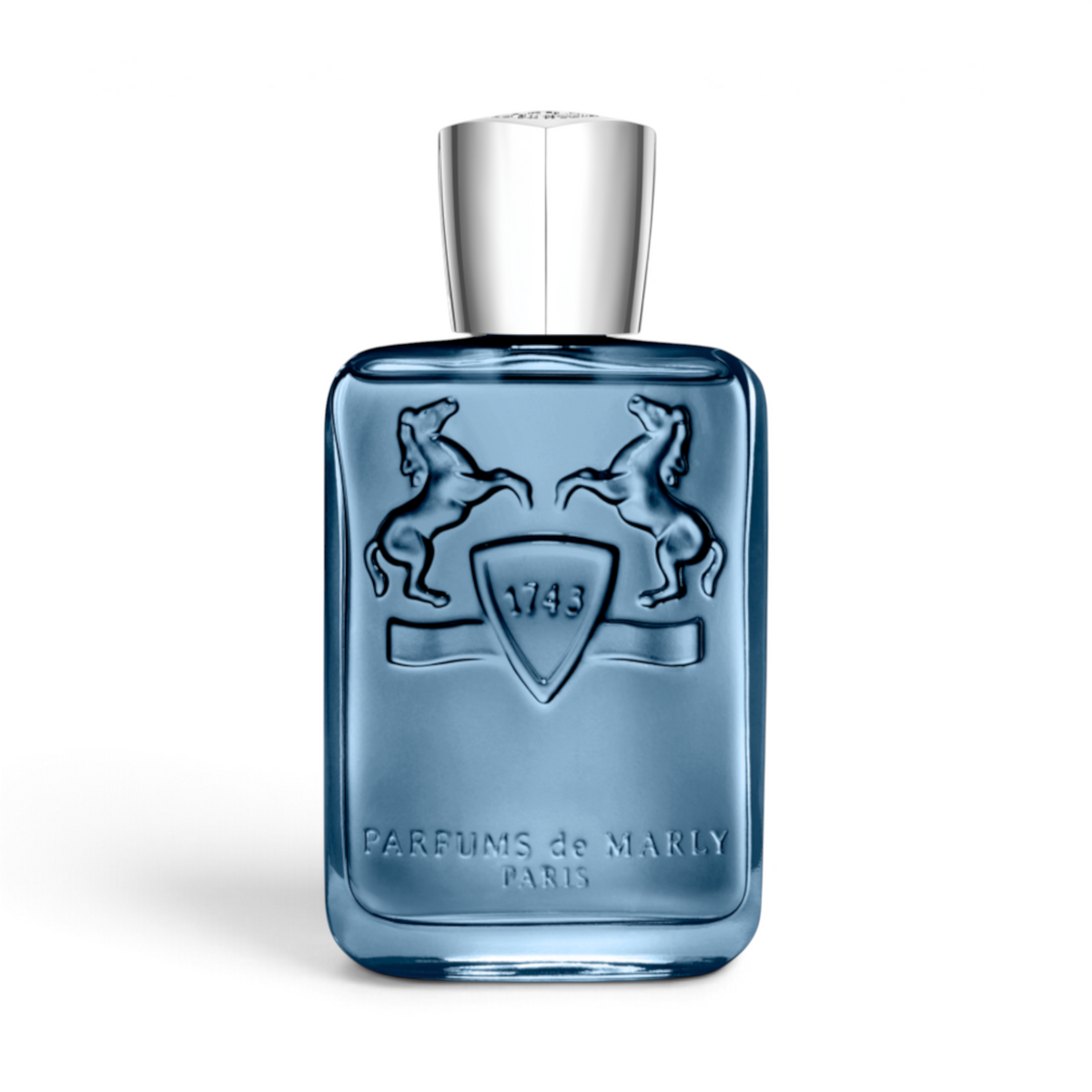 CRYOGEAR decant of Parfums de Marly Sedley Eau de Parfum in a blue glass bottle with a silver cap
