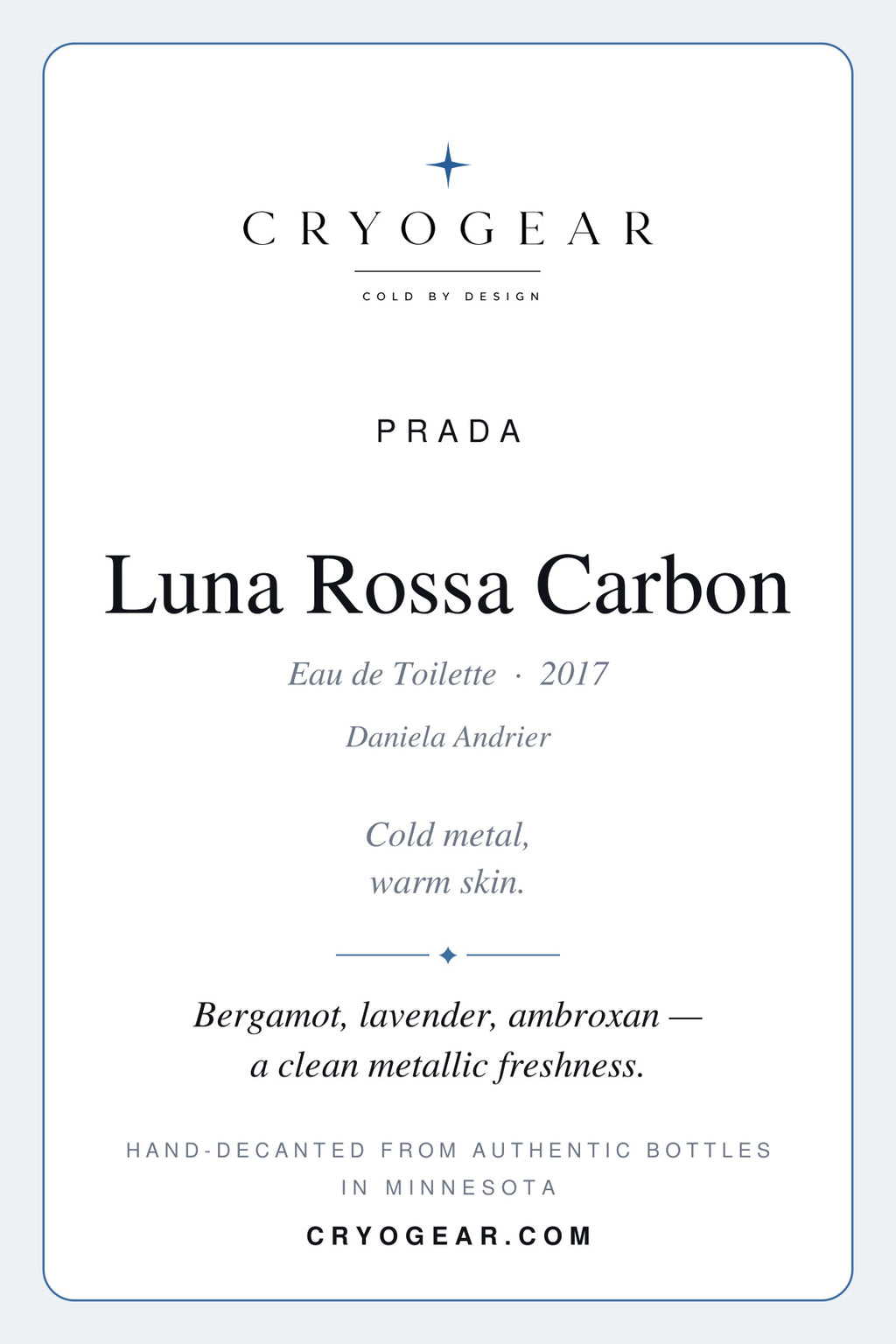 Prada Luna Rossa Carbon EDT scent card front