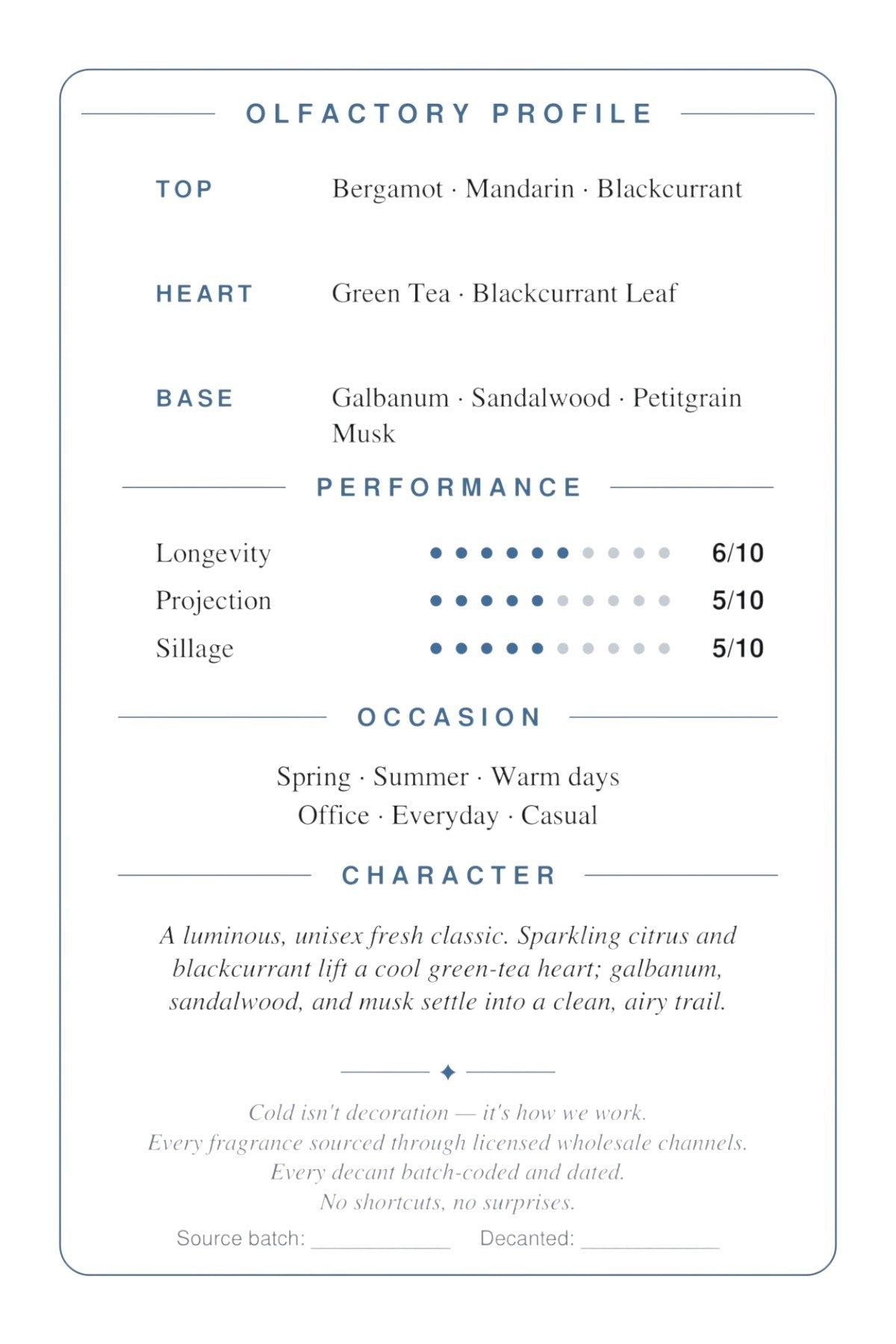 Cryogear scent card back — Silver Mountain Water