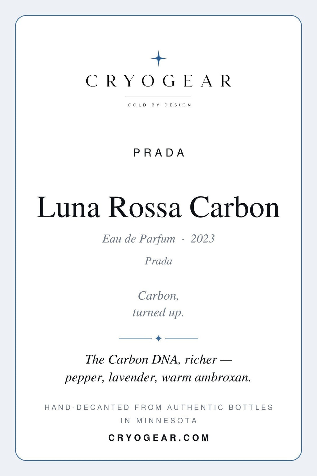 Prada Luna Rossa Carbon EDP scent card front