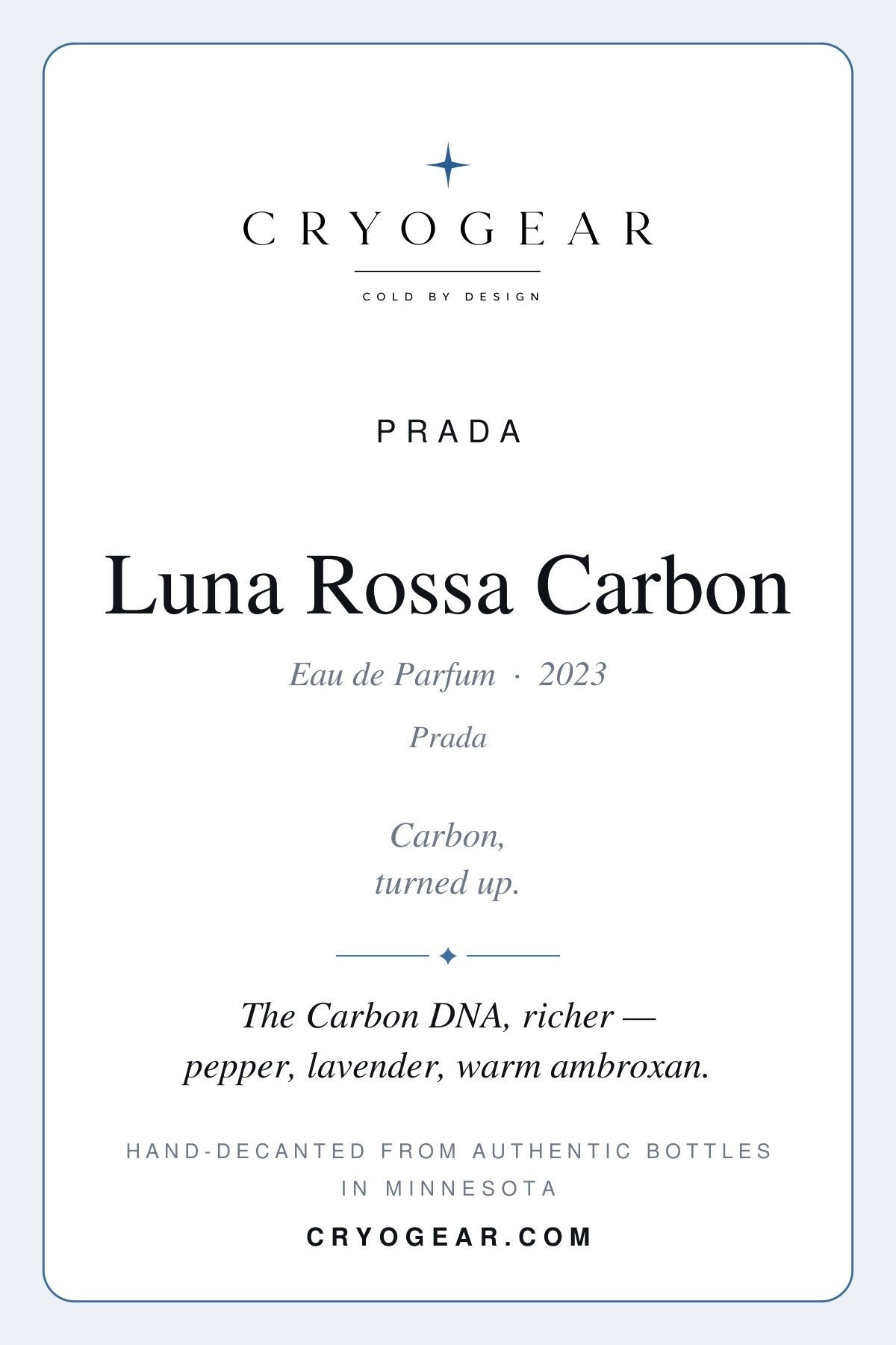 Prada Luna Rossa Carbon EDP scent card front