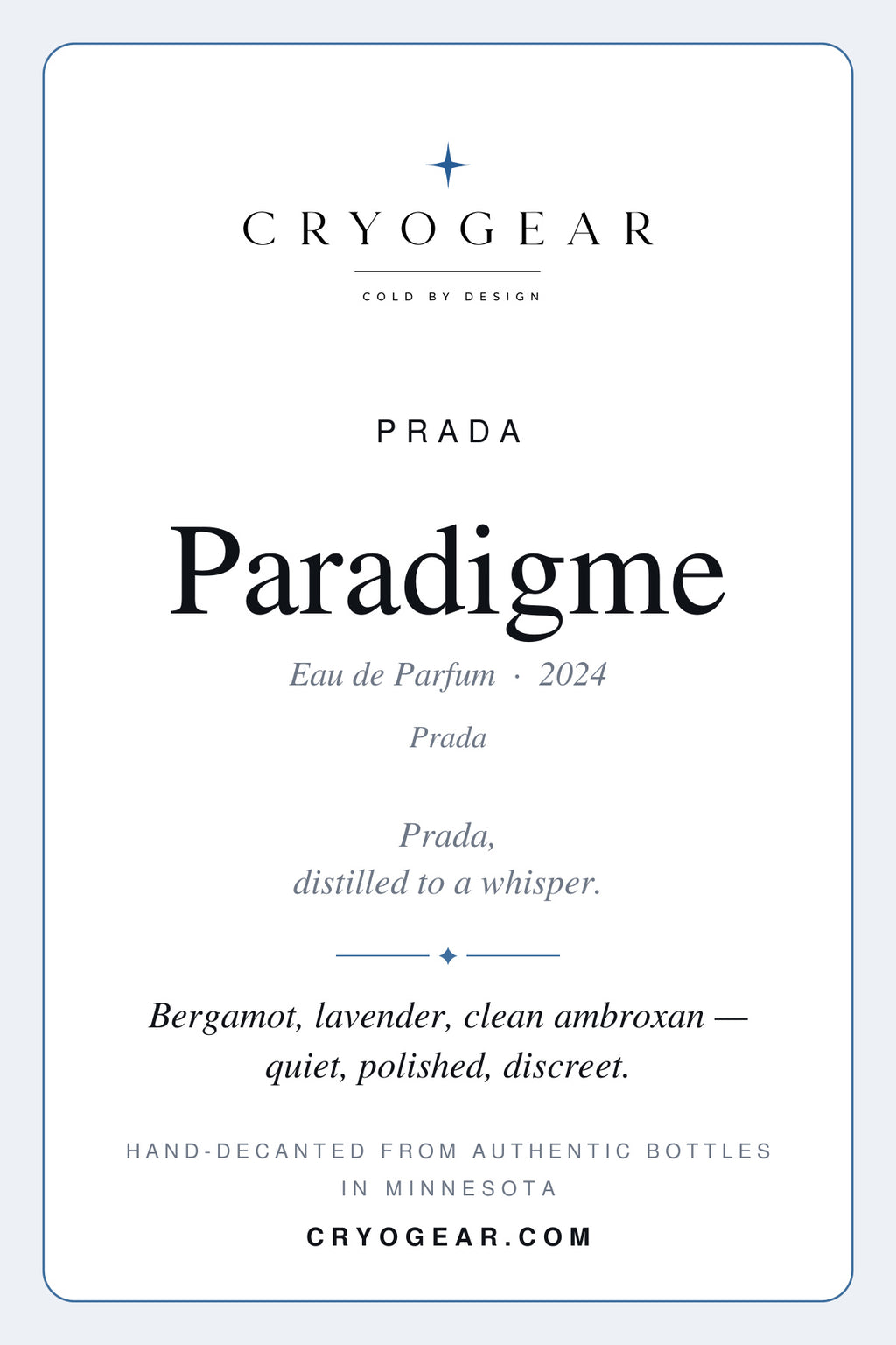 Prada Paradigme scent card front