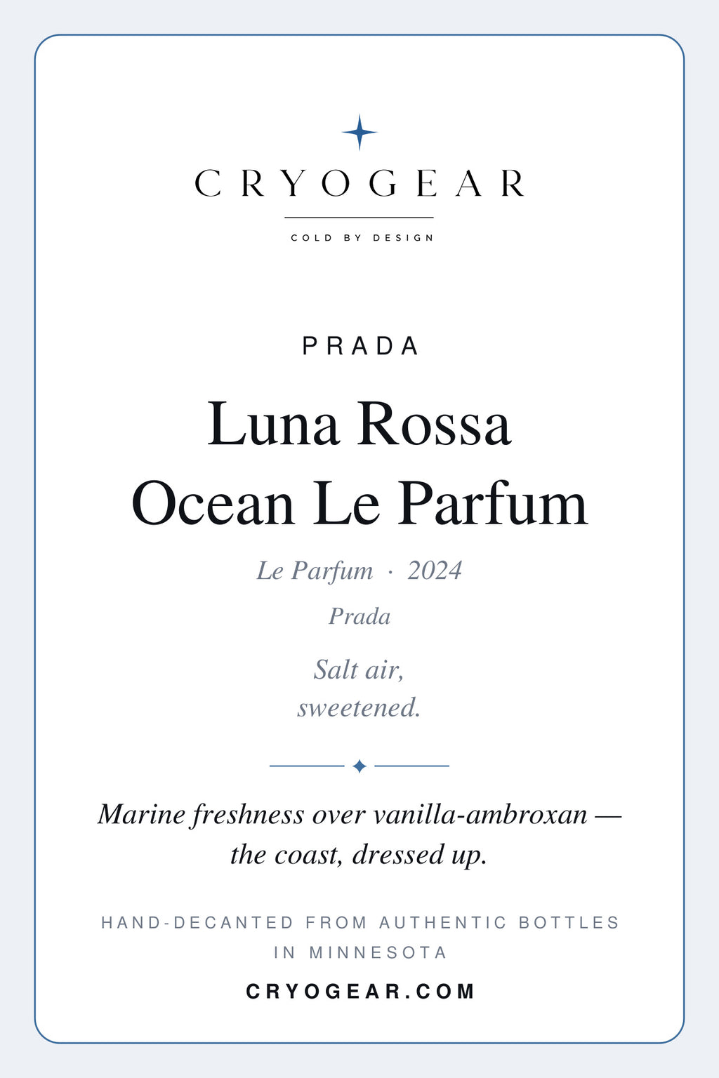 Prada Luna Rossa Ocean Le Parfum scent card front