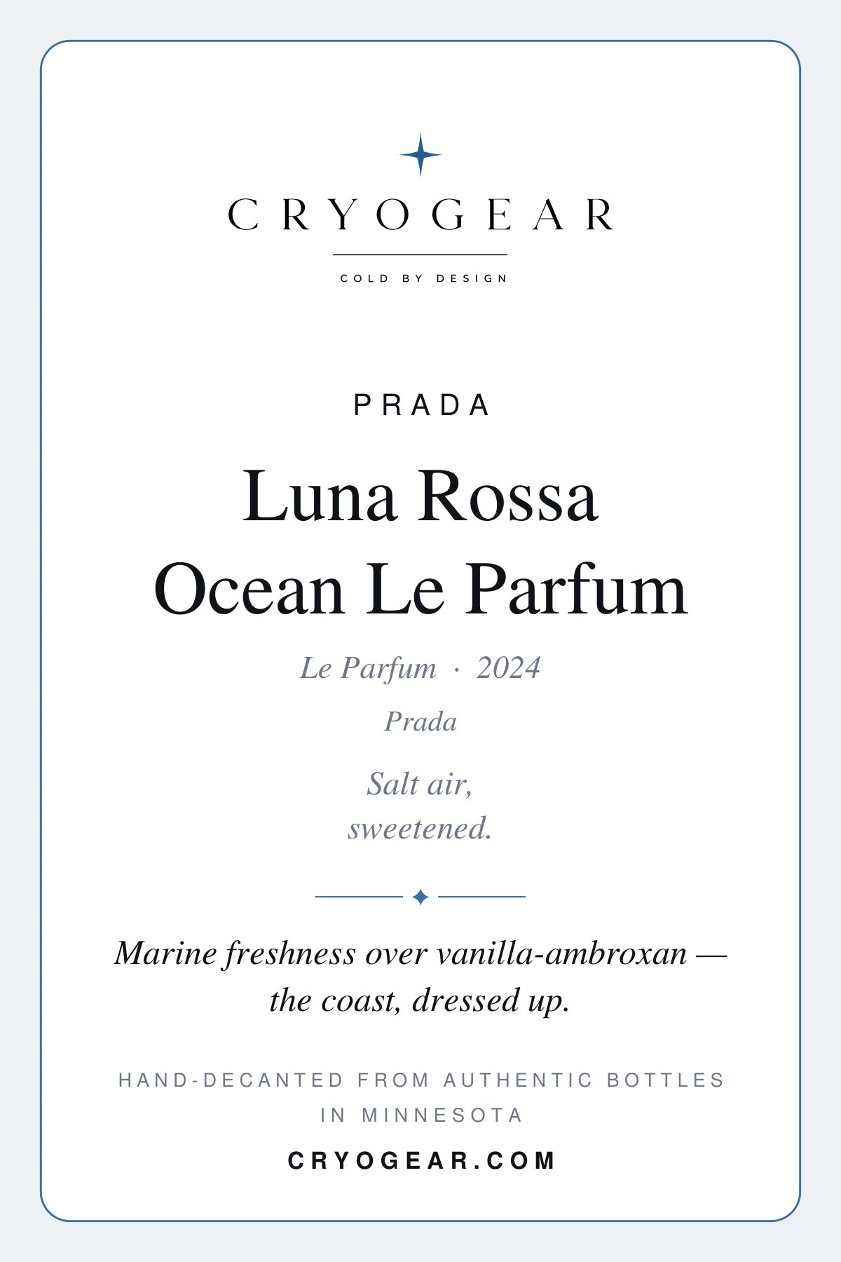 Prada Luna Rossa Ocean Le Parfum scent card front