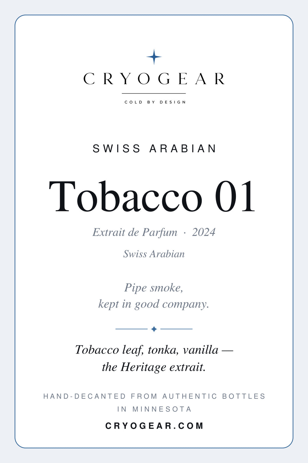 Swiss Arabian Tobacco 01 Extrait de Parfum · Decant
