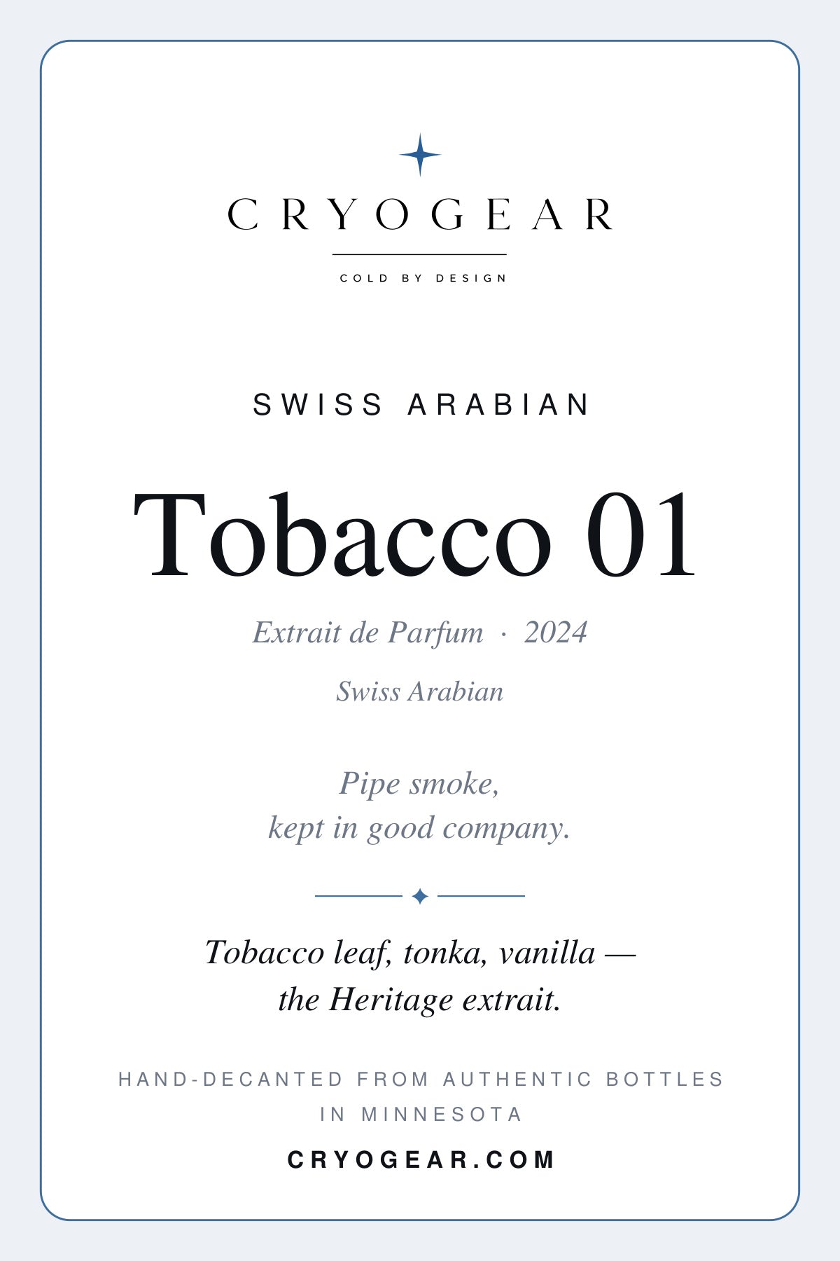 Swiss Arabian Tobacco 01 Extrait de Parfum · Decant