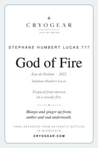 CryoGear scent card — God of Fire, front