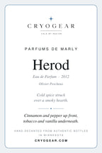 CryoGear scent card — Herod, front