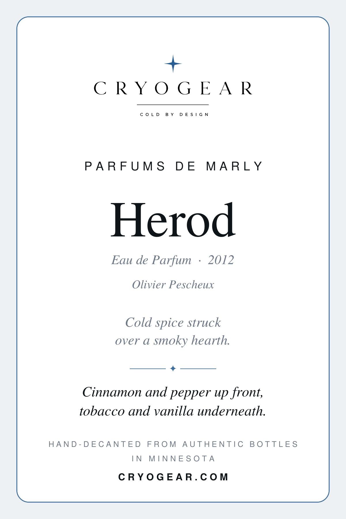 CryoGear scent card — Herod, front