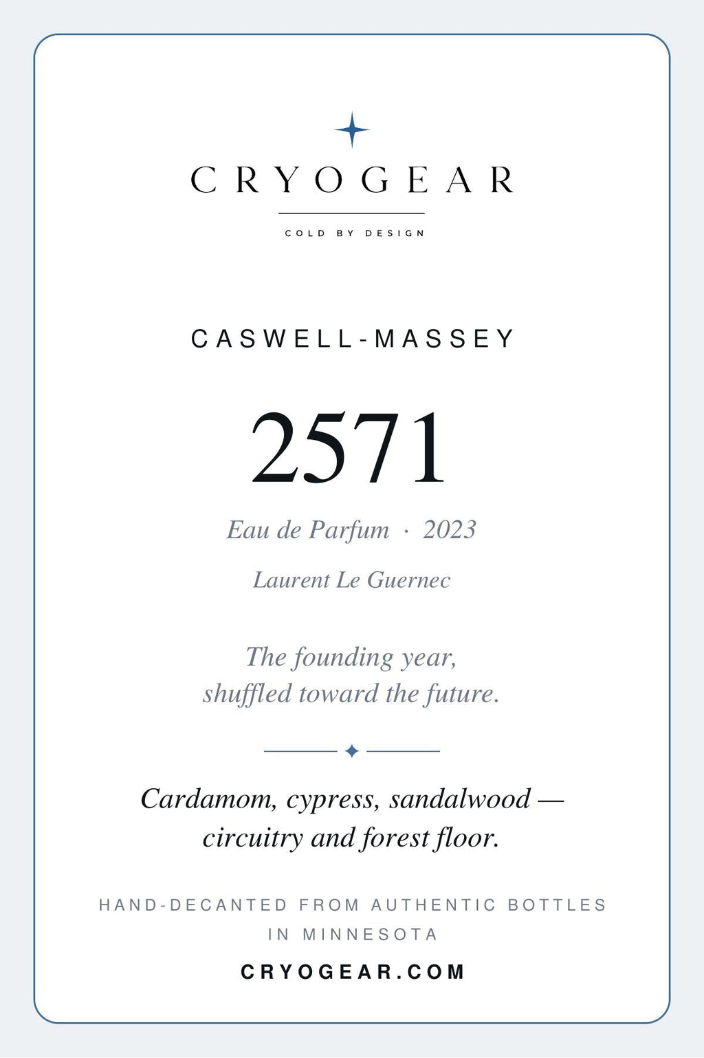 Caswell-Massey 2571 scent card — front