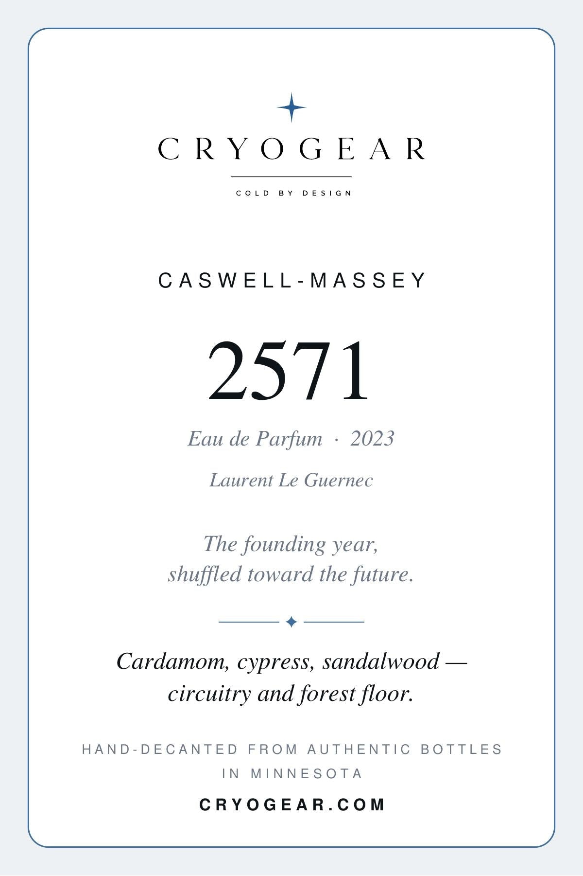 Caswell-Massey 2571 scent card — front