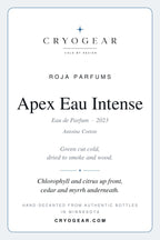 CryoGear scent card — Apex Eau Intense, front