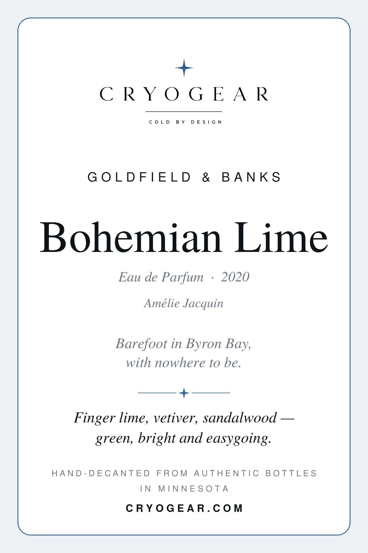 CryoGear scent card — Bohemian Lime (front)