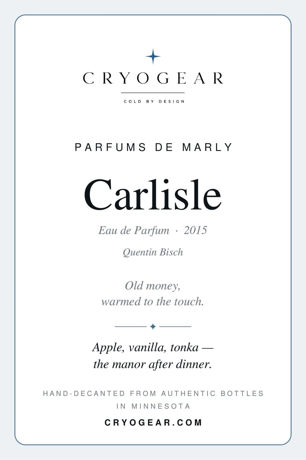 Parfums de Marly Carlisle scent card — front