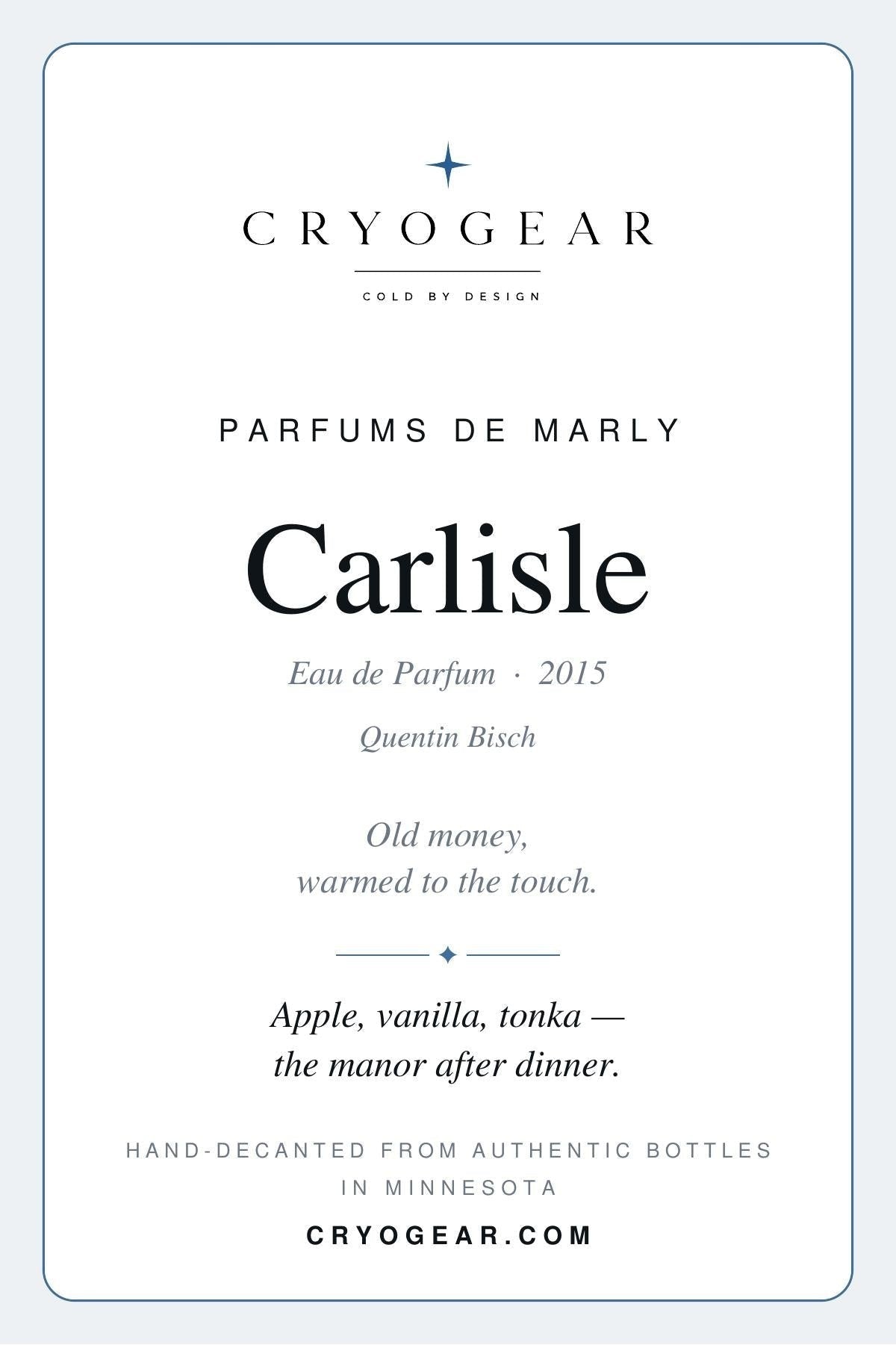 Parfums de Marly Carlisle scent card — front