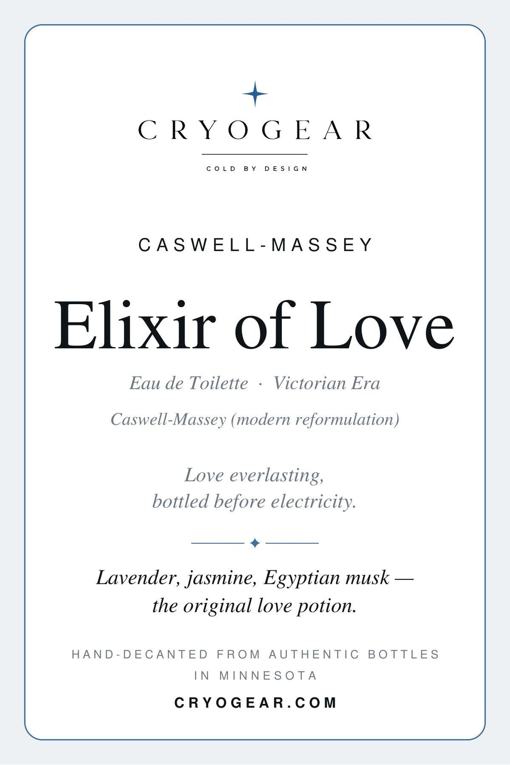 Caswell-Massey Elixir of Love scent card — front