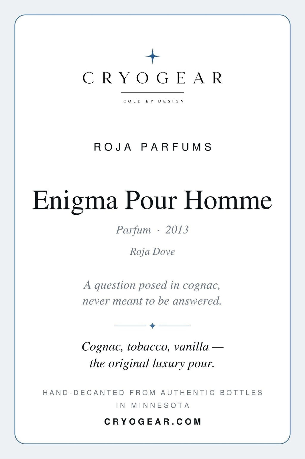 Roja Parfums Enigma pour Homme scent card — front