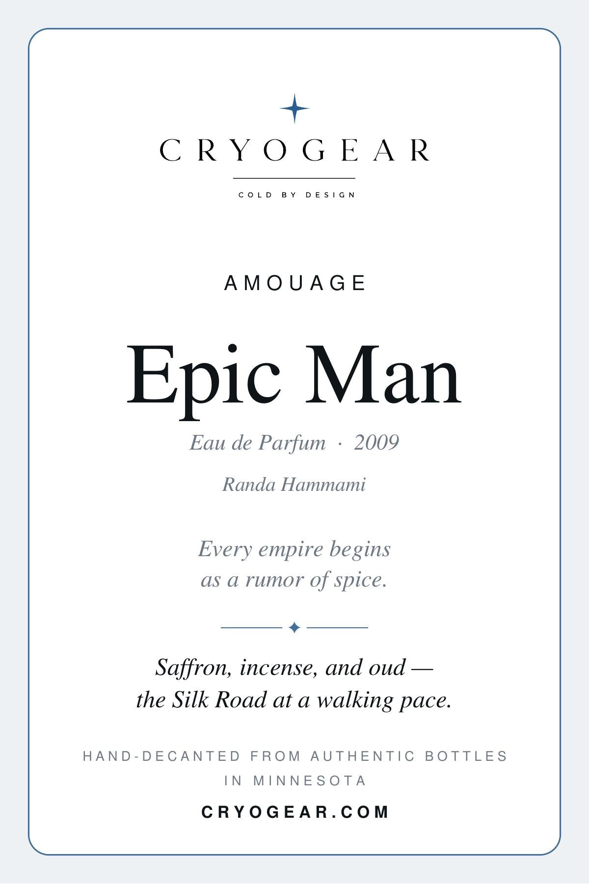 Amouage Epic Man scent card — front