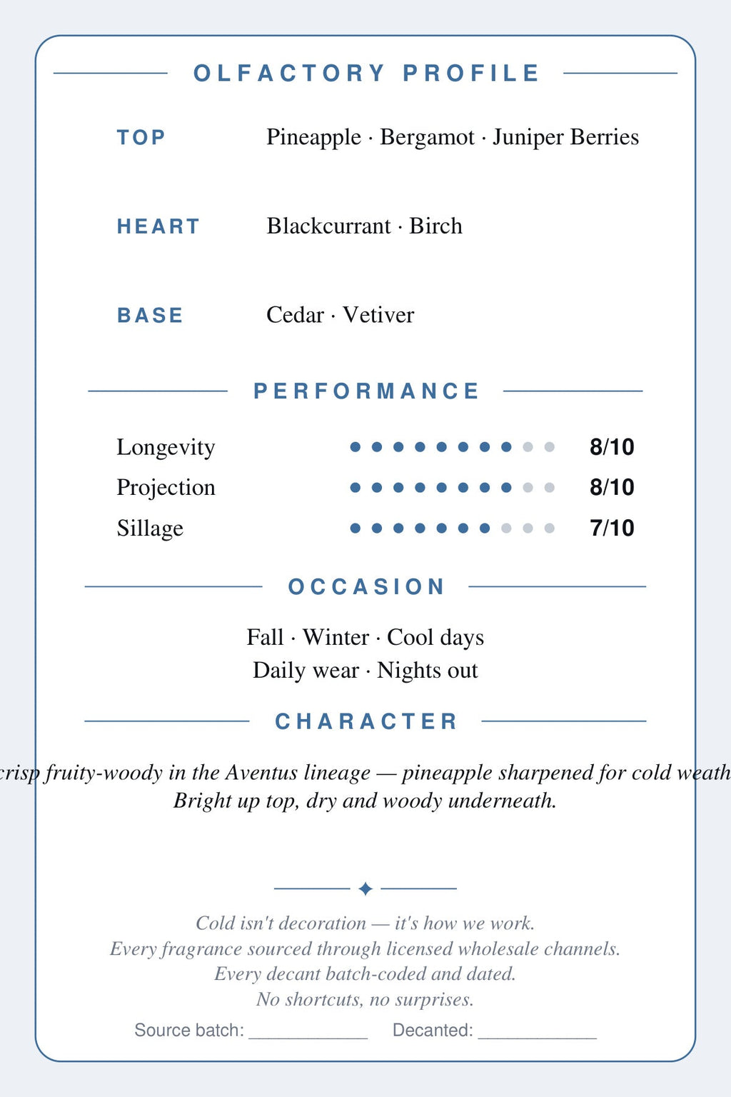 Cryogear scent card — Game of Spades Boston (back)