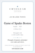 Cryogear scent card — Game of Spades Boston (front)