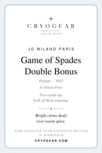 Cryogear scent card — Game of Spades Double Bonus (front)