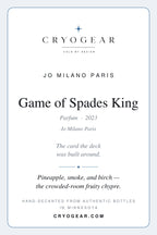 Cryogear scent card — Game of Spades King (front)