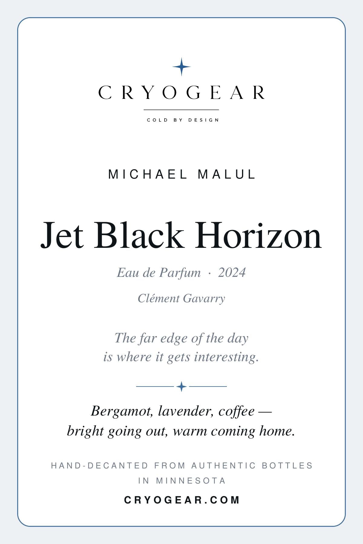 CryoGear scent card — Jet Black Horizon