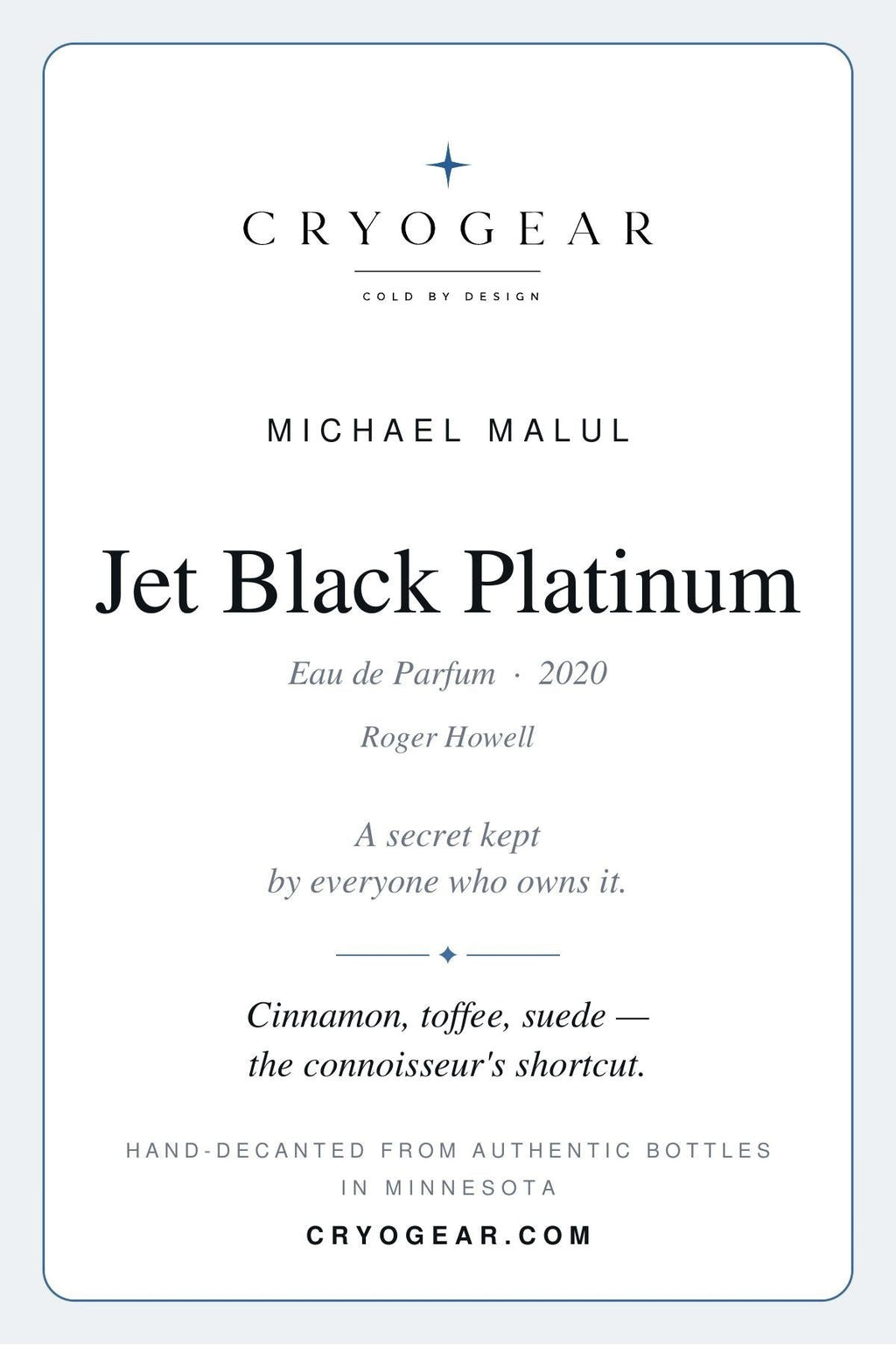 Michael Malul Jet Black Platinum scent card — front
