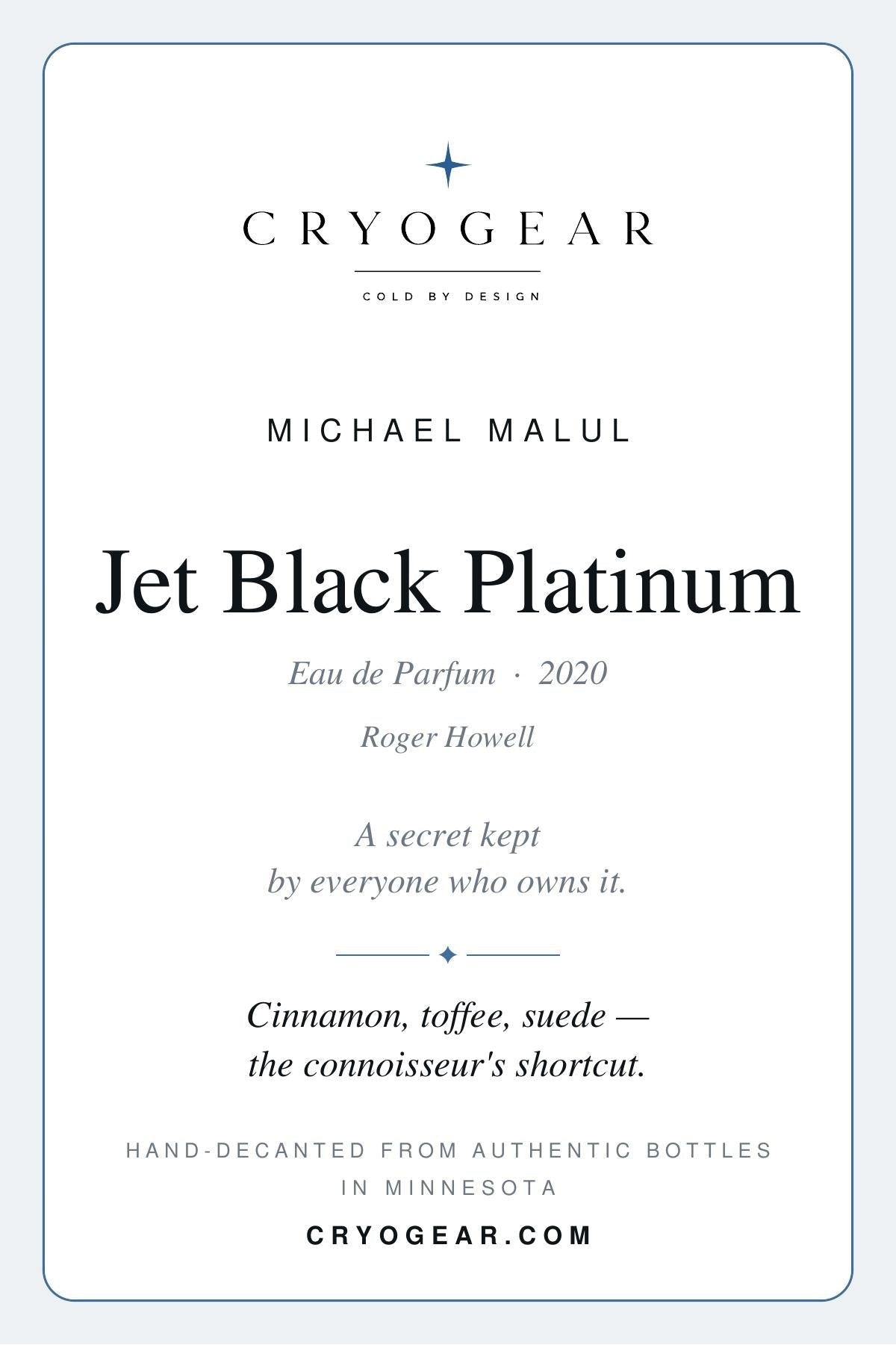 Michael Malul Jet Black Platinum scent card — front