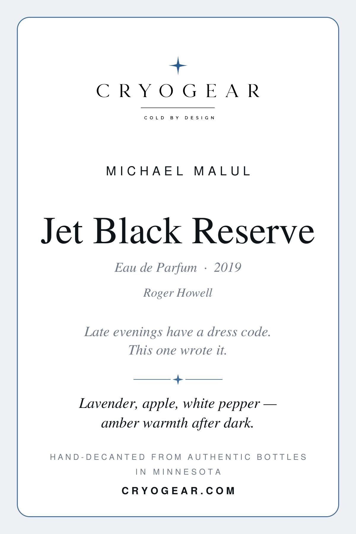 CryoGear scent card — Jet Black Reserve