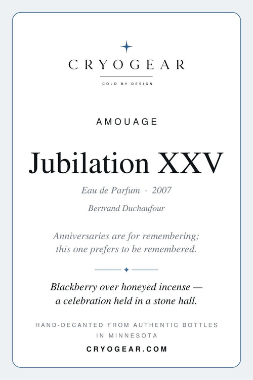 Amouage Jubilation XXV scent card — front