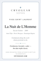 La Nuit de L'Homme scent card — front