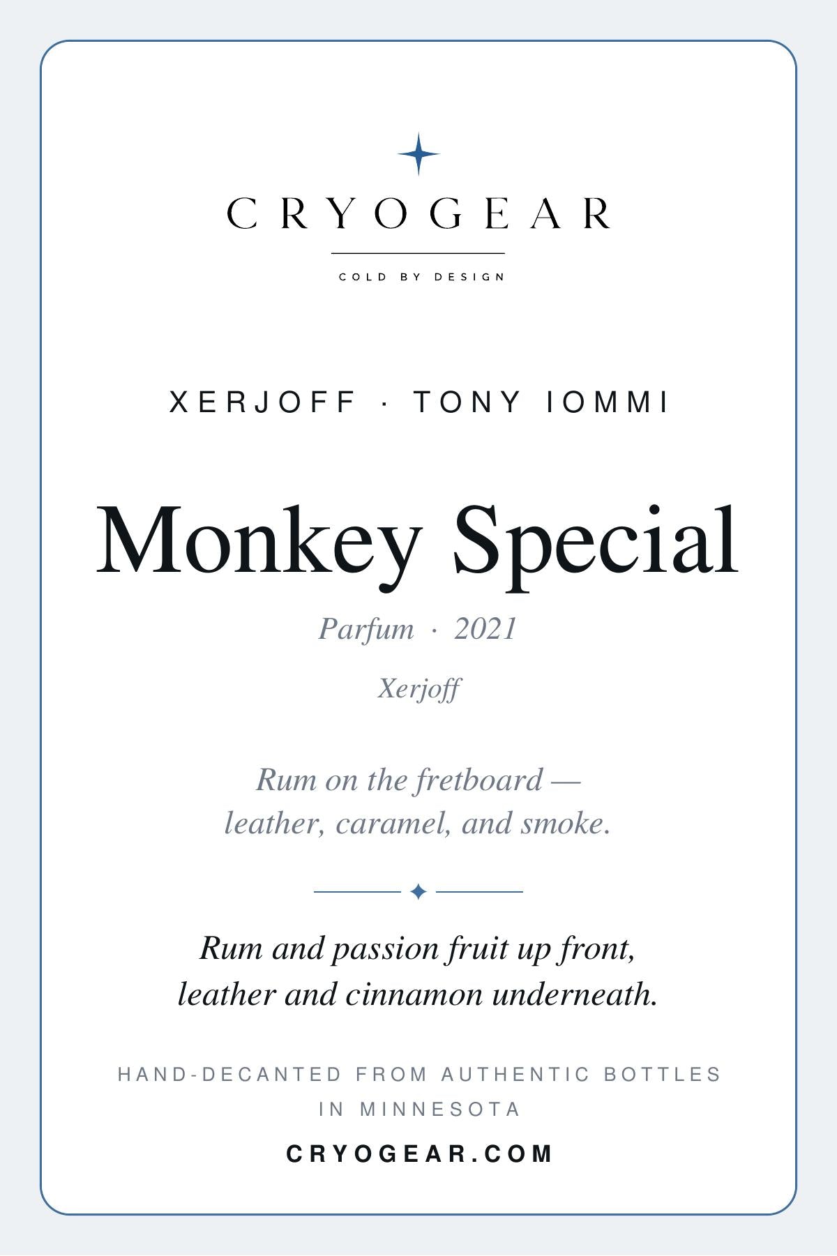 CryoGear scent card front — Xerjoff Tony Iommi Monkey Special