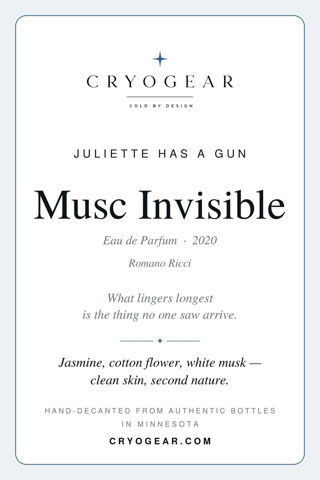 Musc Invisible scent card — front