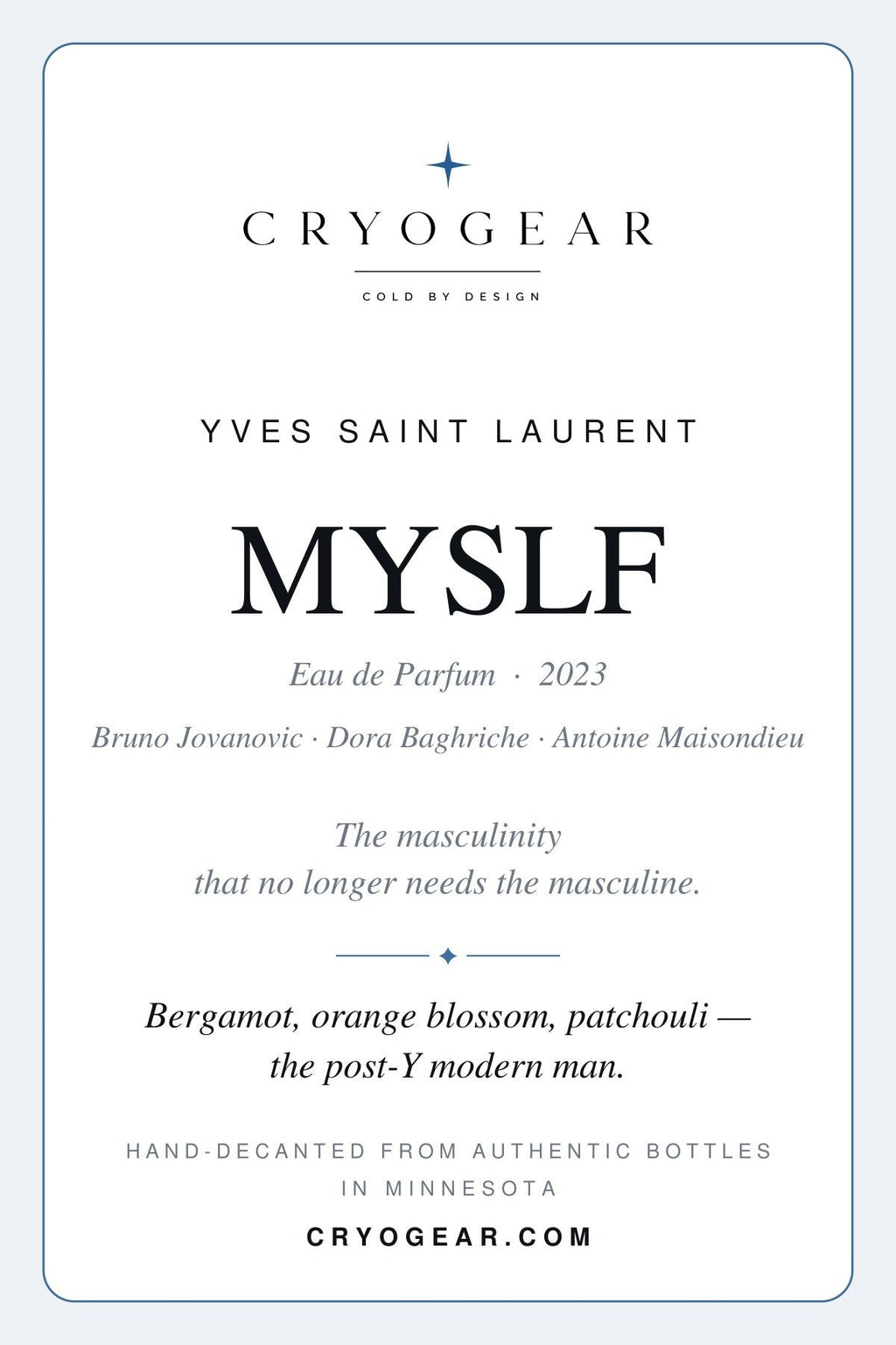 MYSLF scent card — front