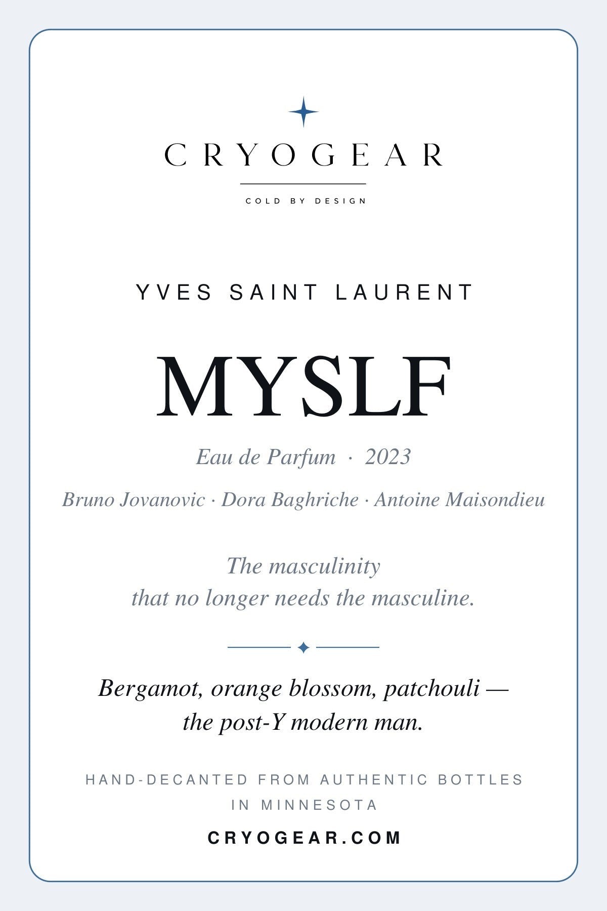 MYSLF scent card — front