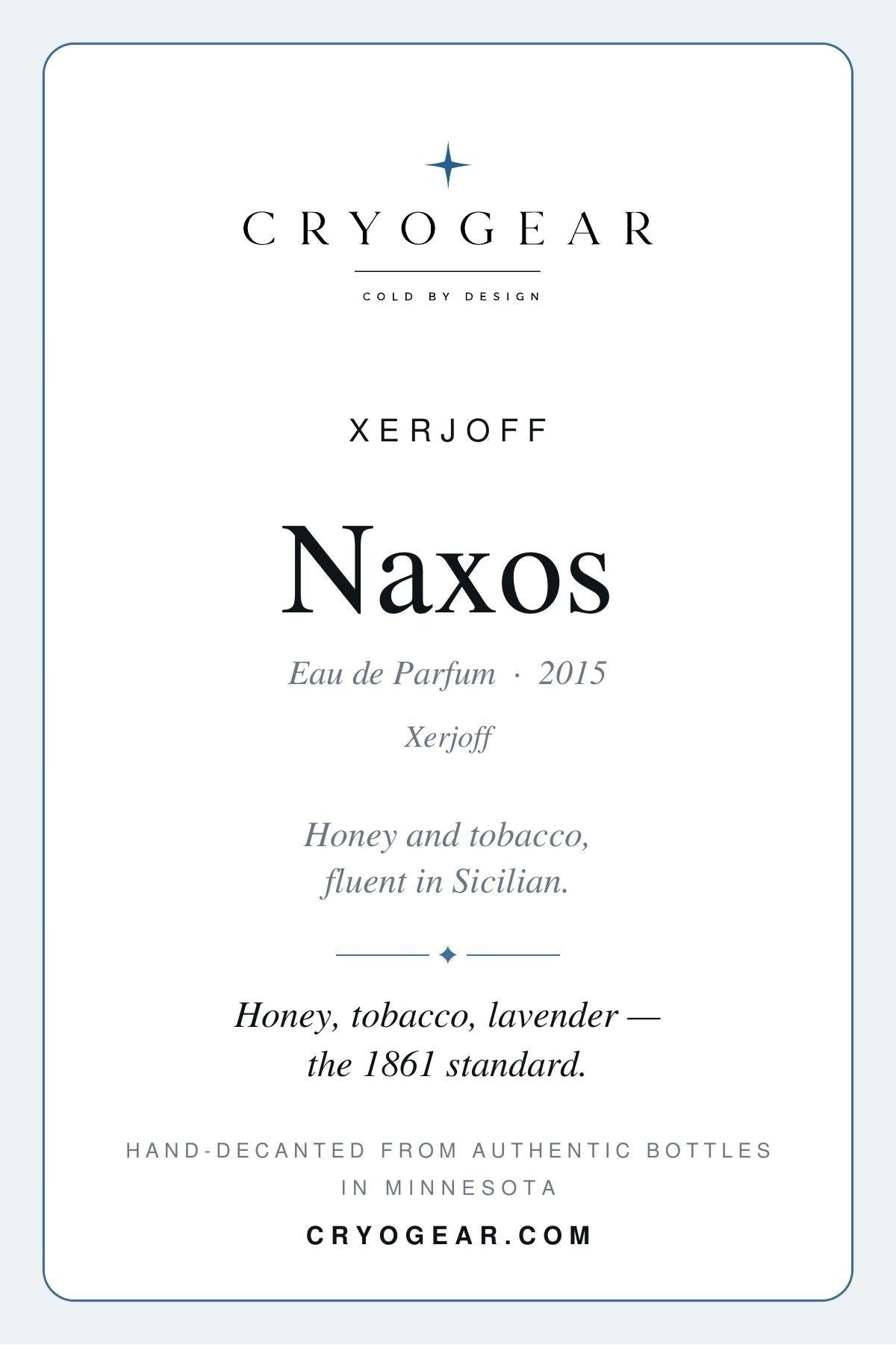 Xerjoff Naxos scent card — front