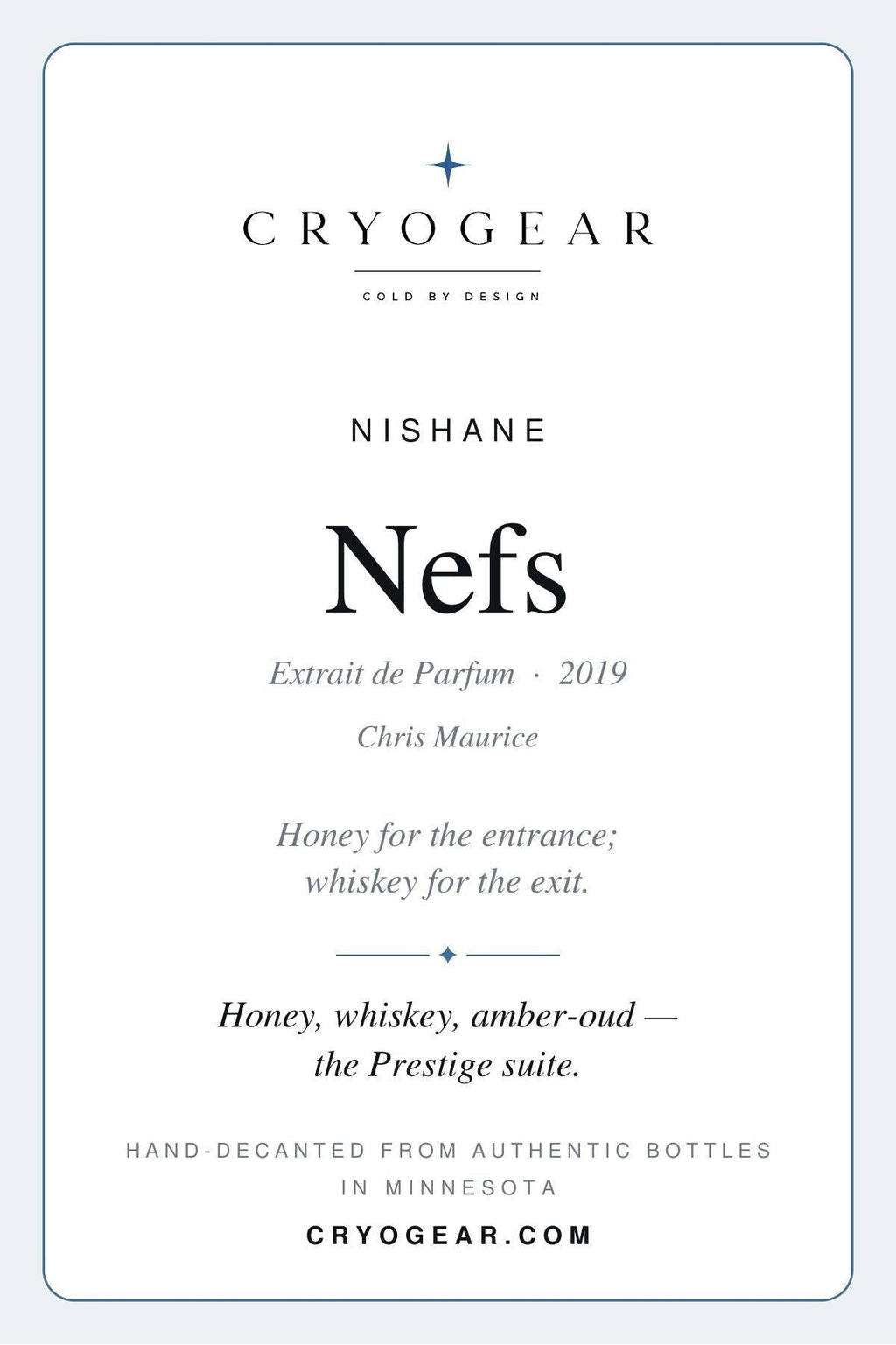 Nishane Nefs scent card — front
