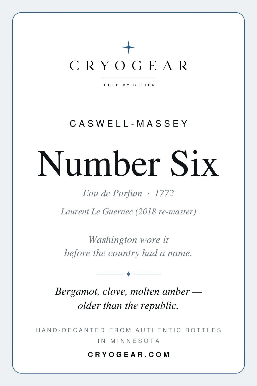 Caswell-Massey Number Six scent card — front