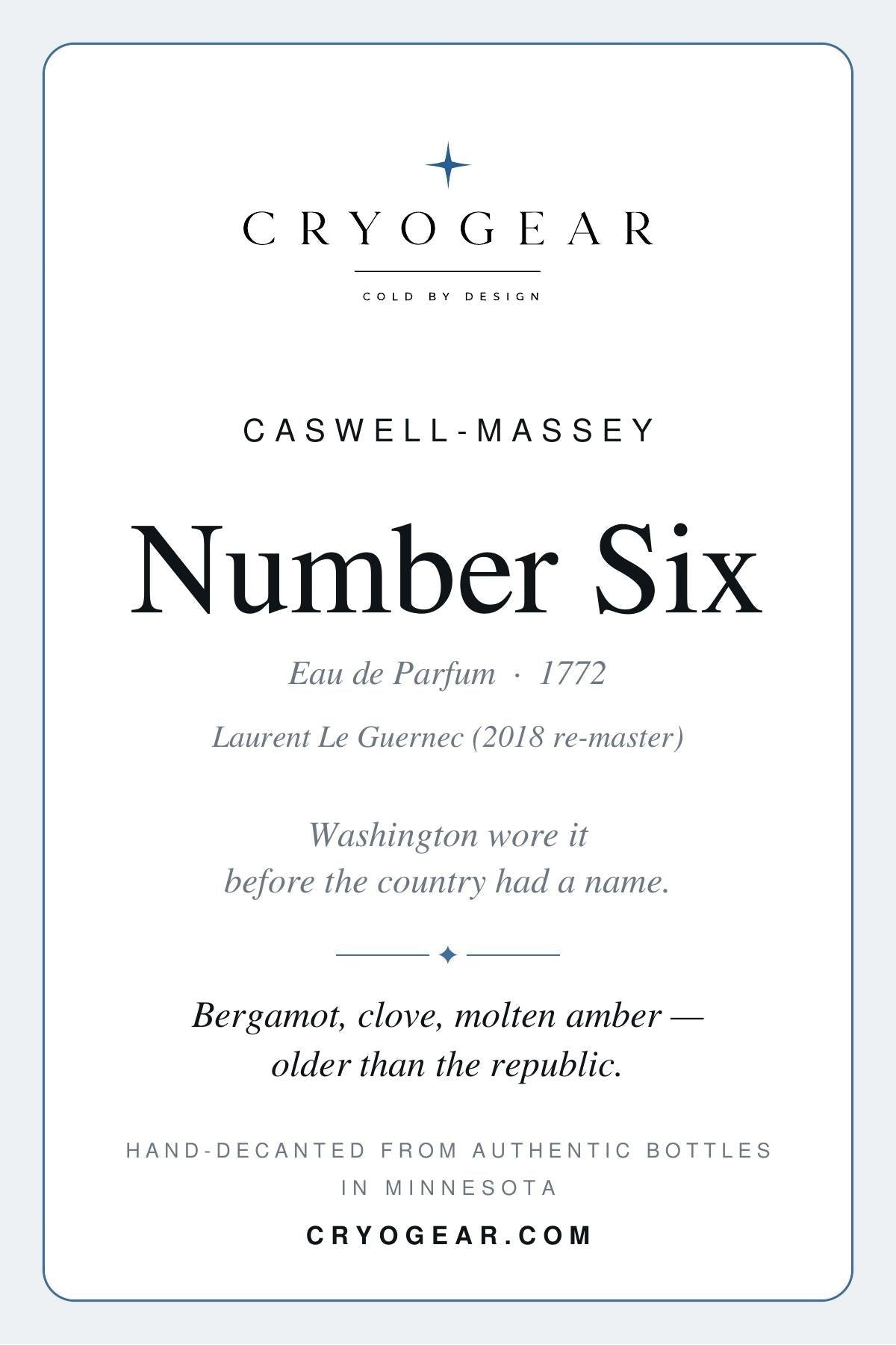 Caswell-Massey Number Six scent card — front